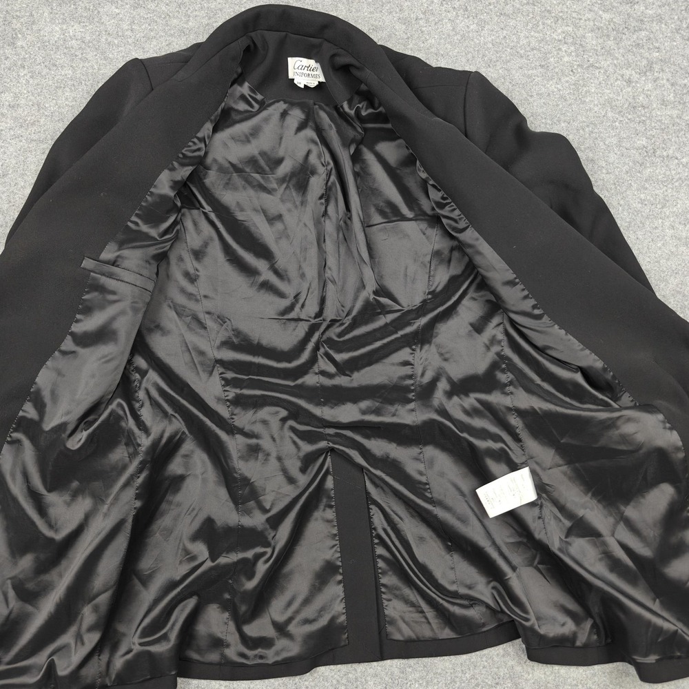 Cartier Uniformes Blazer Womens 38 Black One Button Lined Jacket Office Workwear - Picture 4 of 9
